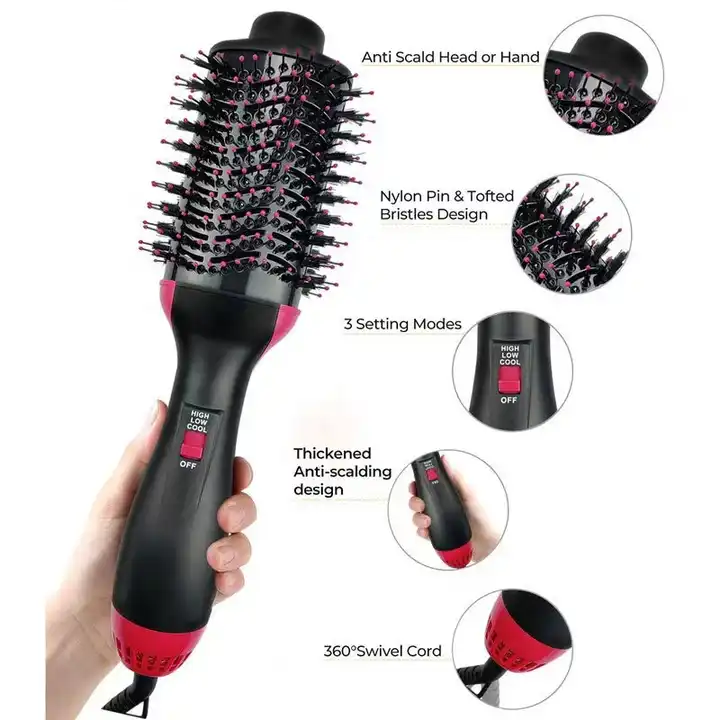 4-in-1 Hot Air Styling Brush – Dry, Straighten, Curl & Add Volume
