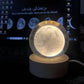 3D Galaxy Moon Crystal Ball Lamp – Wooden LED Base Night Light