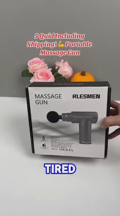Portable 5-in-1 Electric Massage Gun | Deep Tissue Muscle Massager | 6 Speeds | 4 Heads