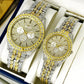 Luxury Diamond-Accented Couple Watch Set (Without Box)