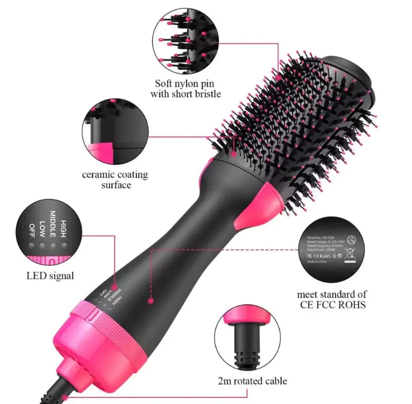 4-in-1 Hot Air Styling Brush – Dry, Straighten, Curl & Add Volume