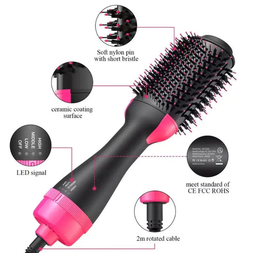 4-in-1 Hot Air Styling Brush – Dry, Straighten, Curl & Add Volume