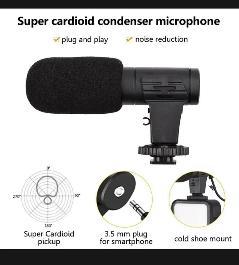 AY-49 Vlogger Kit | Microphone, LED Fill Light, Mini Tripod & Mobile Holder with Remote – Complete Video Making Set for Vlogging With Bluetooth Remote