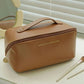 Large Capacity Travel Cosmetic Bag | Leather Material | Zipper Closure | Makeup & Toiletry Organizer ~ Synthetic leather