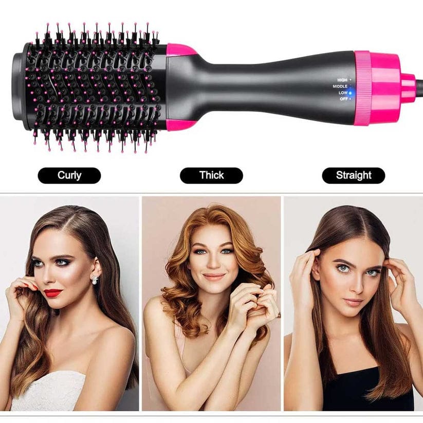 4-in-1 Hot Air Styling Brush – Dry, Straighten, Curl & Add Volume