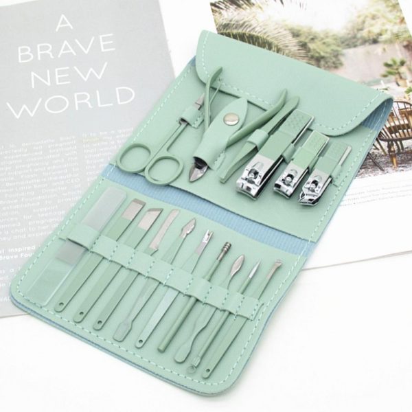 16-Piece Premium Personal Manicure & Pedicure Grooming Kit – Professional Stainless Steel Nail Clippers & Care Set with Travel Case