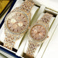 Luxury Diamond-Accented Couple Watch Set (Without Box)