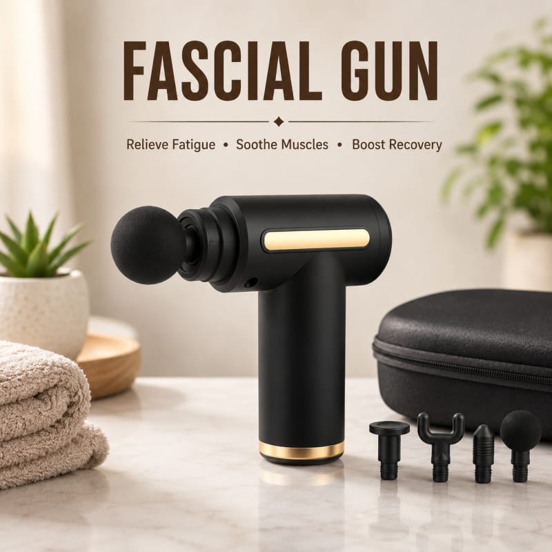Portable 5-in-1 Electric Massage Gun | Deep Tissue Muscle Massager | 6 Speeds | 4 Heads