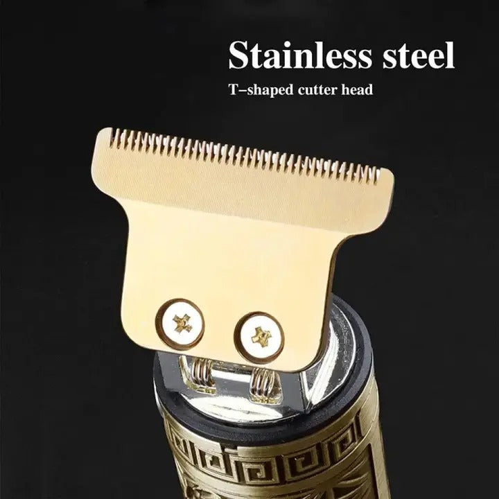 Vintage T9 Metal Body Hair Trimmer for Men – USB Rechargeable Professional Hair Clipper | Precision Beard, Hair & Detailing Grooming Tool