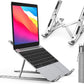 Folding Adjustable Aluminum Laptop Stand - Portable Ergonomic Multi Angle Desk Riser Lightweight Heat Dissipation Notebook Holder Mount